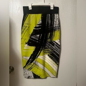 Milly Abstract Black and Green Pencil Skirt Size 4